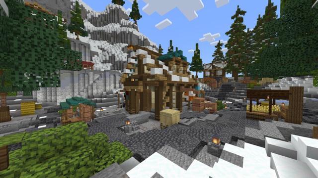 Screenshot of the Minecraft Bedrock Marketplace product Snowy Valley created by Cynosia.
