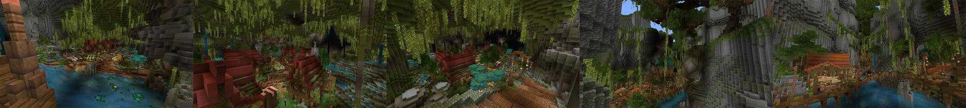 Panorama of the Minecraft Bedrock Marketplace product The Cracked Forest created by Cynosia.