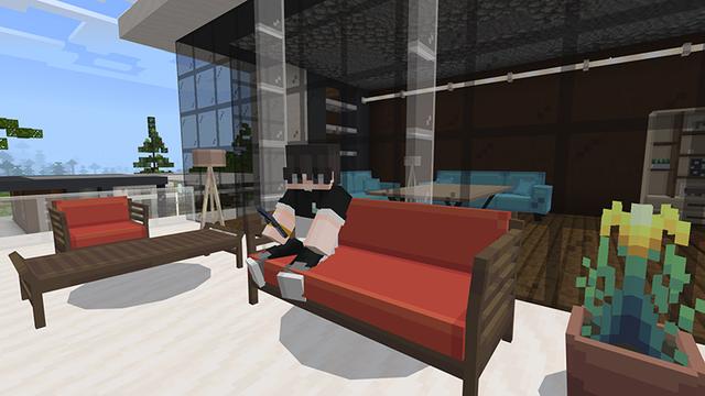 Screenshot of the Minecraft Bedrock Marketplace product Furniture: Gaming House 2 created by Cypress Games.