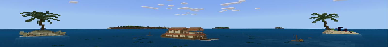 Panorama of the Minecraft Bedrock Marketplace product Houseboat Survive created by Cypress Games.