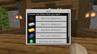 Screenshot of the Minecraft Bedrock Marketplace product Ore Detectors++ created by Cypress Games.