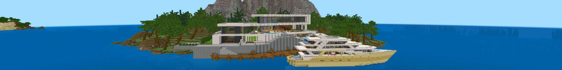 Panorama of the Minecraft Bedrock Marketplace product Seaside Mansion 2 created by Cypress Games.