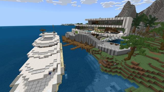 Screenshot of the Minecraft Bedrock Marketplace product Seaside Mansion 2 created by Cypress Games.