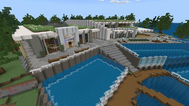 Screenshot of the Minecraft Bedrock Marketplace product Seaside Mansion created by Cypress Games.