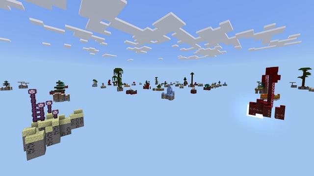 Screenshot of the Minecraft Bedrock Marketplace product Skyblock 100+ Islands created by Cypress Games.