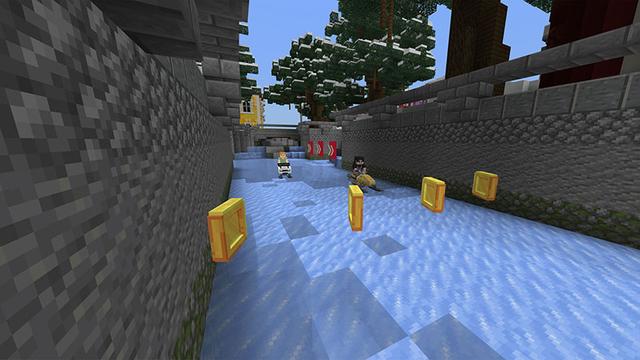 Screenshot of the Minecraft Bedrock Marketplace product Snow Racing: Venice created by Cypress Games.