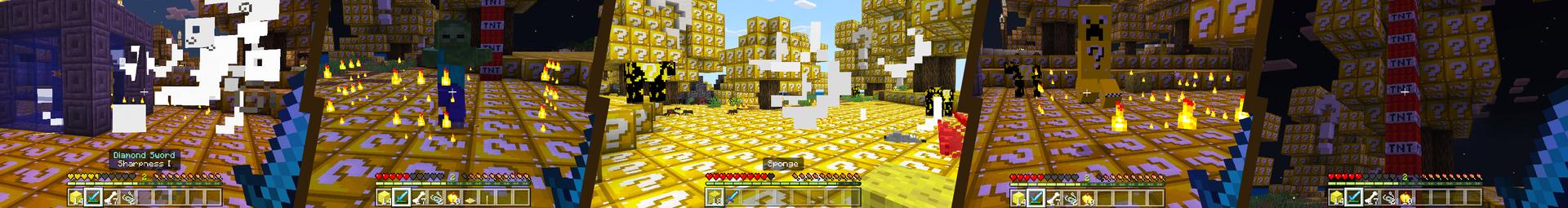 Panorama of the Minecraft Bedrock Marketplace product All Lucky Blocks created by Dalibu Studios.