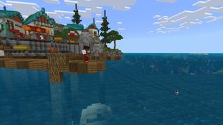 Screenshot of the Minecraft Bedrock Marketplace product Fishing Gives OP Loot created by Dalibu Studios.