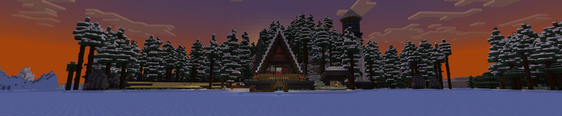 Panorama of the Minecraft Bedrock Marketplace product Frozen Villa created by Dalibu Studios.