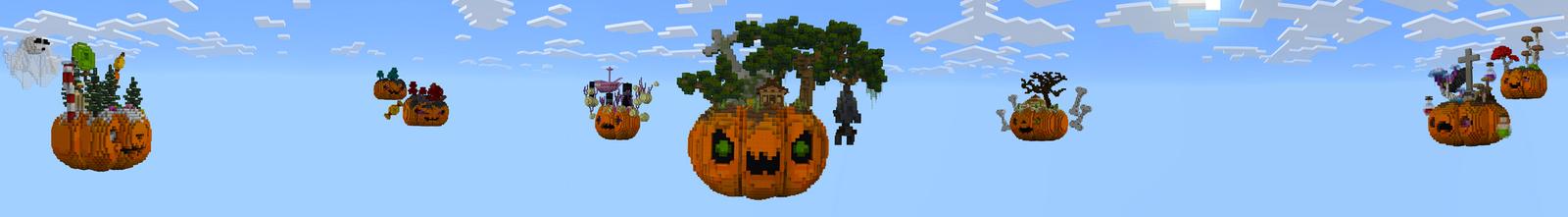 Panorama of the Minecraft Bedrock Marketplace product Halloween Skyblock created by Dalibu Studios.