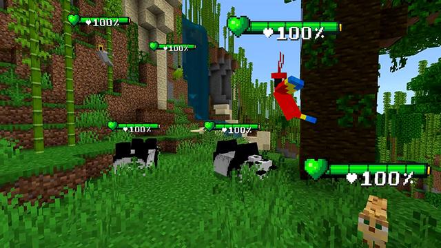 Screenshot of the Minecraft Bedrock Marketplace product Health Bars Pro Add-On created by Dalibu Studios.