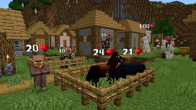 Screenshot of the Minecraft Bedrock Marketplace product Health Bars Pro Add-On created by Dalibu Studios.