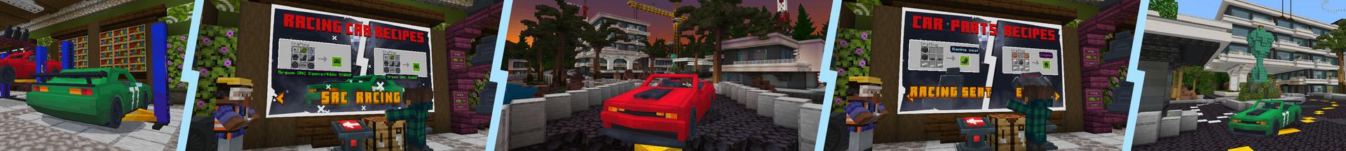 Panorama of the Minecraft Bedrock Marketplace product Modern Muscle Cars created by Dalibu Studios.