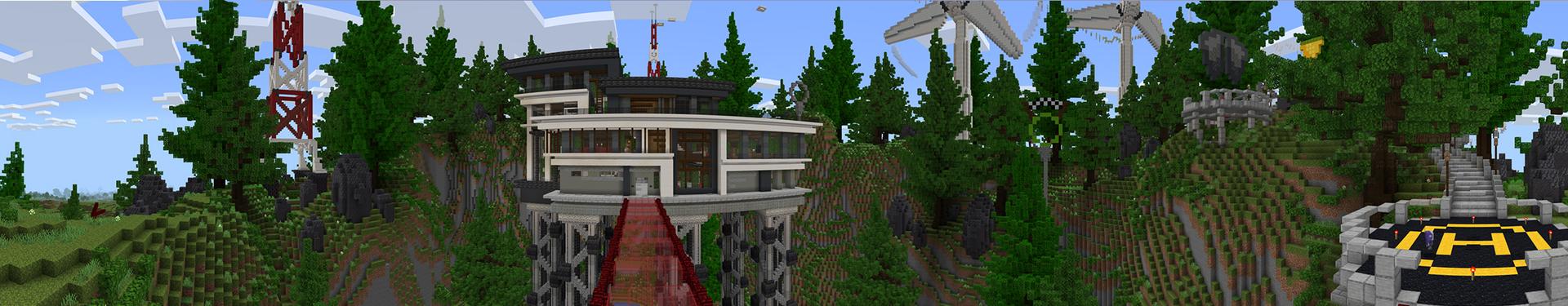 Panorama of the Minecraft Bedrock Marketplace product Super Secure Villa created by Dalibu Studios.