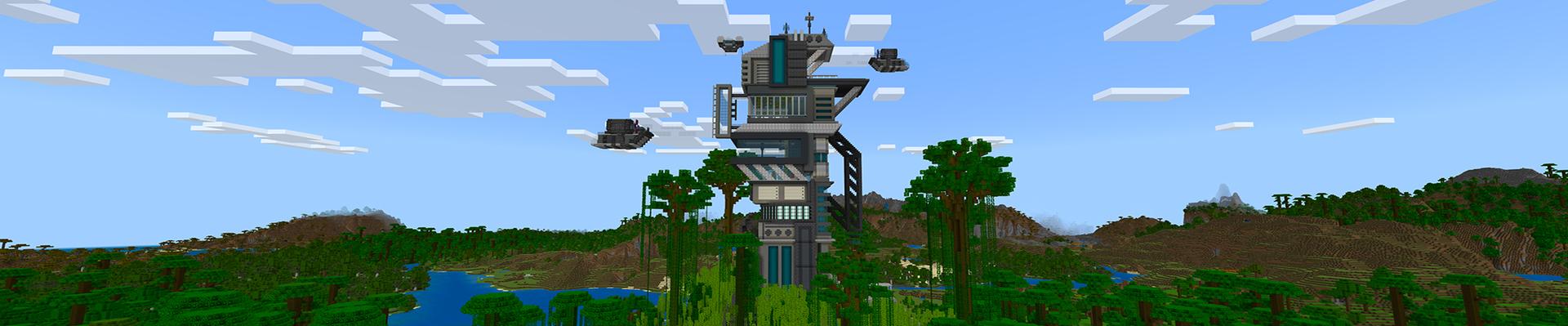 Panorama of the Minecraft Bedrock Marketplace product Supervillain Base created by Dalibu Studios.