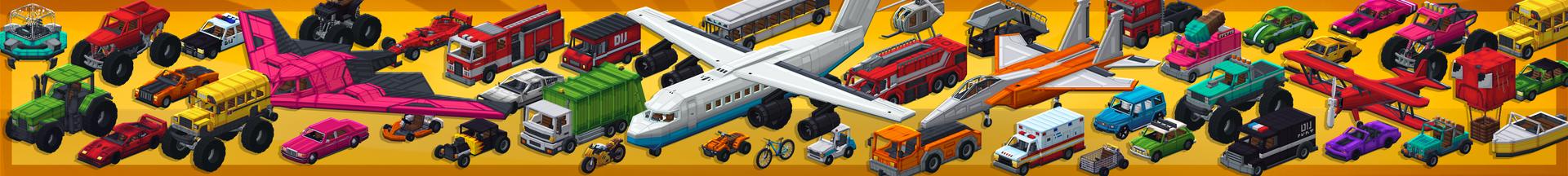 Panorama of the Minecraft Bedrock Marketplace product Vehicles Add-On created by Dalibu Studios.