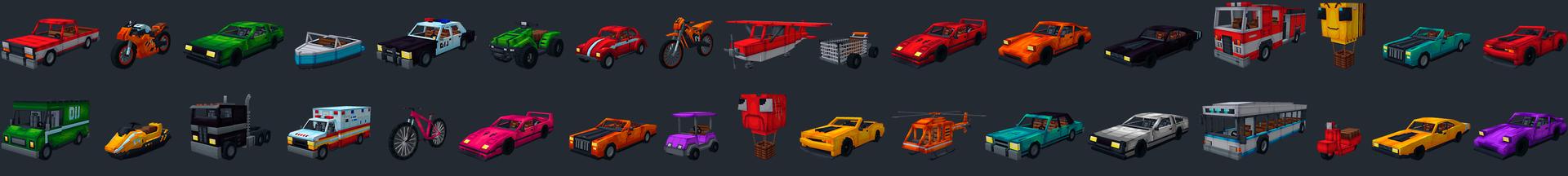 Panorama of the Minecraft Bedrock Marketplace product Vehicles Add-On created by Dalibu Studios.