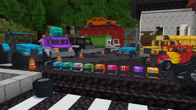 Screenshot of the Minecraft Bedrock Marketplace product Vehicles Add-On created by Dalibu Studios.