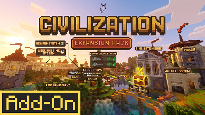 Thumbnail of the Minecraft Bedrock Marketplace product Civilization Expansion Pack created by DeliSoft Studios.