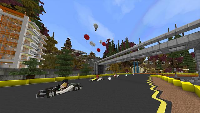 Screenshot of the Minecraft Bedrock Marketplace product Cube Kart created by DeliSoft Studios.