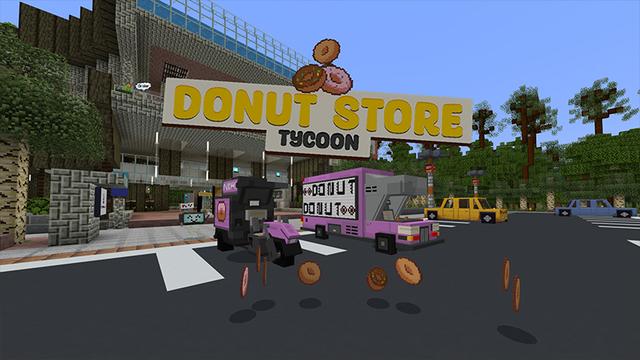 Screenshot of the Minecraft Bedrock Marketplace product Donut Store Tycoon created by DeliSoft Studios.
