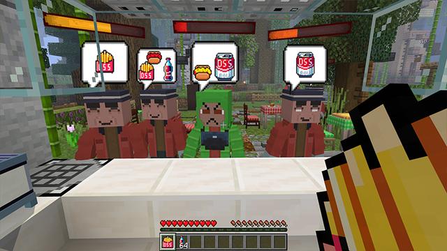 Screenshot of the Minecraft Bedrock Marketplace product Food Stall Tycoon created by DeliSoft Studios.