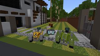 Screenshot of the Minecraft Bedrock Marketplace product Lawn Mowing Simulator created by DeliSoft Studios.