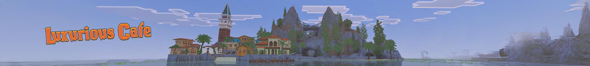 Panorama of the Minecraft Bedrock Marketplace product Luxurious Cafe created by DeliSoft Studios.