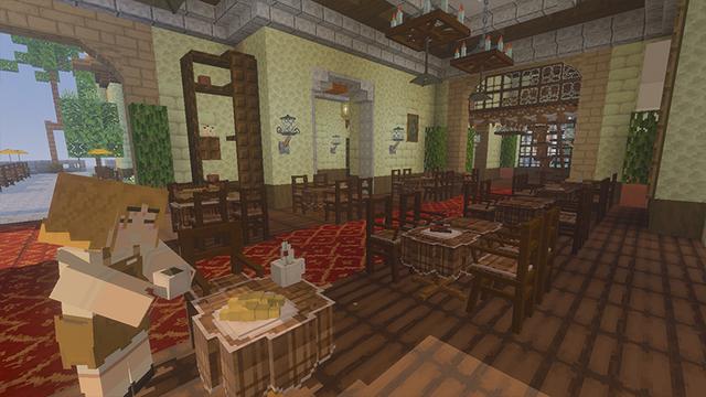 Screenshot of the Minecraft Bedrock Marketplace product Luxurious Cafe created by DeliSoft Studios.