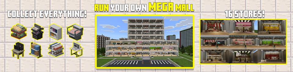 Panorama of the Minecraft Bedrock Marketplace product Mega Mall Tycoon created by DeliSoft Studios.