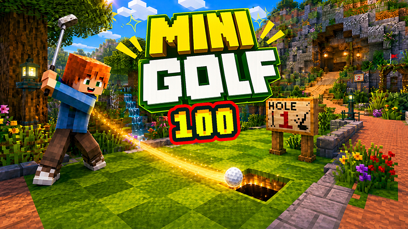 Thumbnail of the Minecraft Bedrock Marketplace product Mini Golf 100 created by DeliSoft Studios.