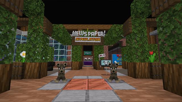 Screenshot of the Minecraft Bedrock Marketplace product Newspaper Simulator created by DeliSoft Studios.