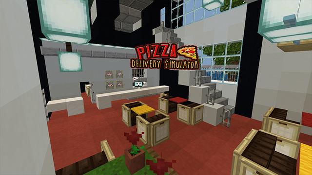 Screenshot of the Minecraft Bedrock Marketplace product Pizza Delivery Simulator created by DeliSoft Studios.