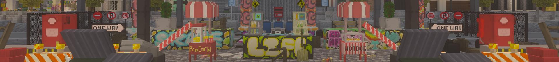 Panorama of the Minecraft Bedrock Marketplace product Street Build Set created by DeliSoft Studios.