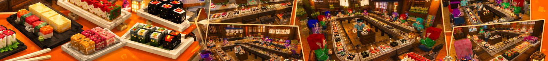 Panorama of the Minecraft Bedrock Marketplace product Sushi Master created by DeliSoft Studios.