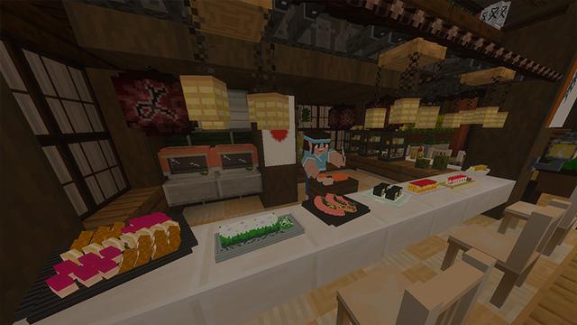 Screenshot of the Minecraft Bedrock Marketplace product Sushi Master created by DeliSoft Studios.