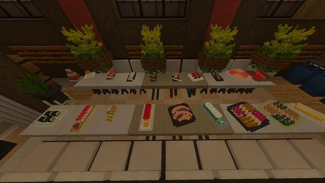 Screenshot of the Minecraft Bedrock Marketplace product Sushi Master created by DeliSoft Studios.
