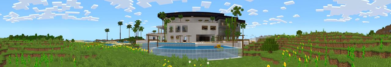 Panorama of the Minecraft Bedrock Marketplace product Beachhouse created by Diamond Studios.