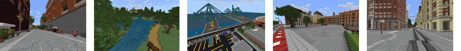 Panorama of the Minecraft Bedrock Marketplace product City of Amsterdam created by Diamond Studios.