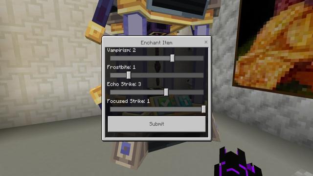Screenshot of the Minecraft Bedrock Marketplace product Enchanting++ Add-On created by Diamond Studios.