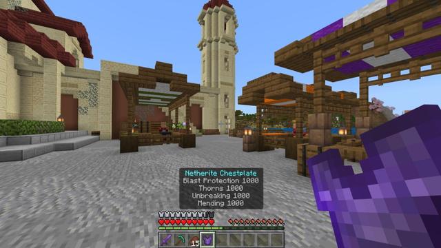 Screenshot of the Minecraft Bedrock Marketplace product Extreme Enchants created by Diamond Studios.