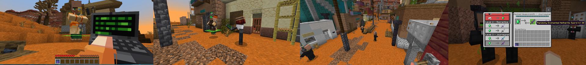 Panorama of the Minecraft Bedrock Marketplace product Hacker Villagers created by Diamond Studios.