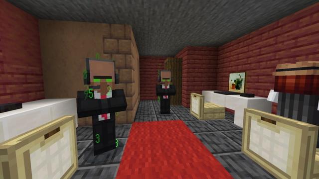 Screenshot of the Minecraft Bedrock Marketplace product Hacker Villagers created by Diamond Studios.