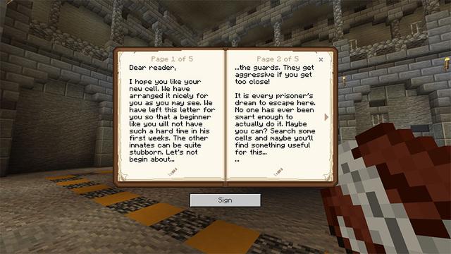 Screenshot of the Minecraft Bedrock Marketplace product No Escape Prison created by Diamond Studios.
