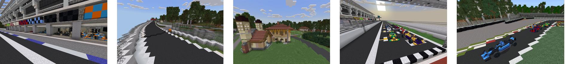 Panorama of the Minecraft Bedrock Marketplace product Racing Cars - Monza created by Diamond Studios.