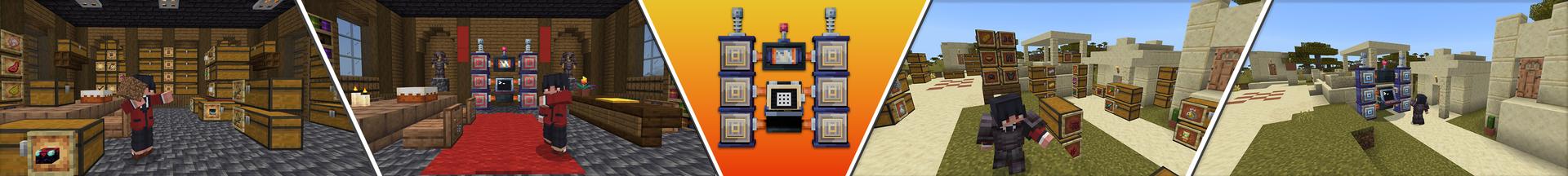 Panorama of the Minecraft Bedrock Marketplace product Storage++ Add-On created by Diamond Studios.