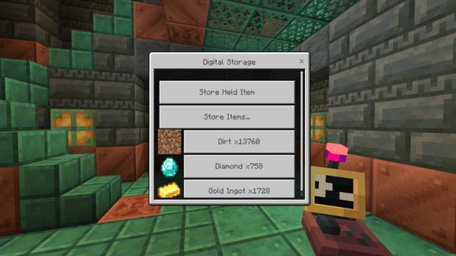 Screenshot of the Minecraft Bedrock Marketplace product Storage++ Add-On created by Diamond Studios.
