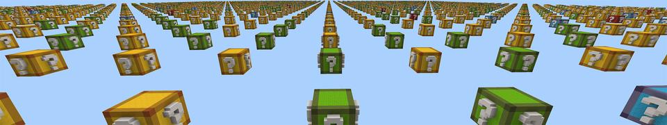Panorama of the Minecraft Bedrock Marketplace product Lucky Block Infinity created by Dig Down Studios.