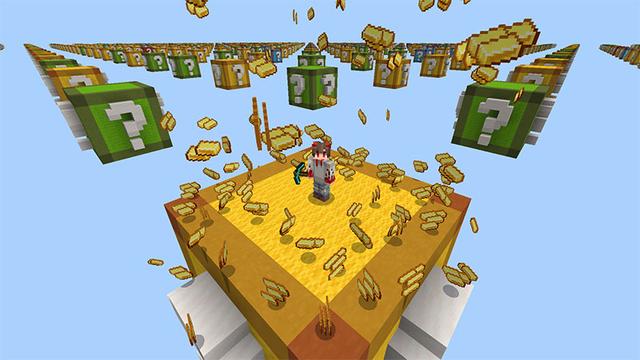 Screenshot of the Minecraft Bedrock Marketplace product Lucky Block Infinity created by Dig Down Studios.