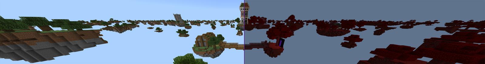 Panorama of the Minecraft Bedrock Marketplace product Skyblock Economy created by Dig Down Studios.